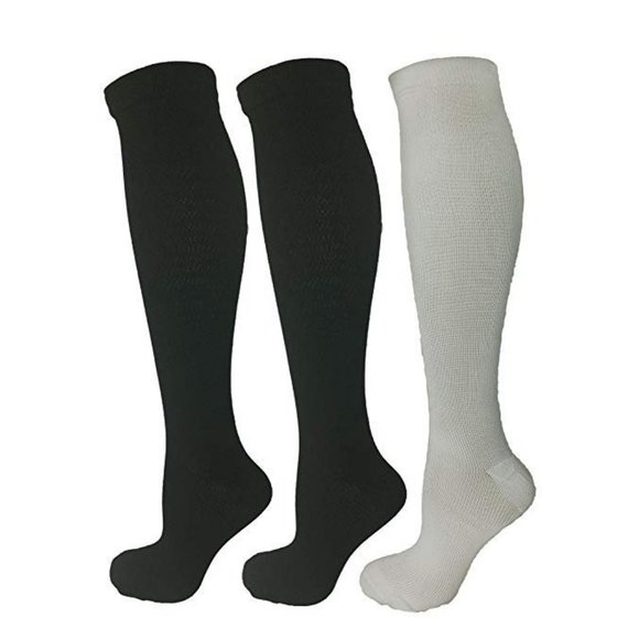 3 Pair B&W Small/Medium Ladies Compression Socks, - Picture 1 of 1